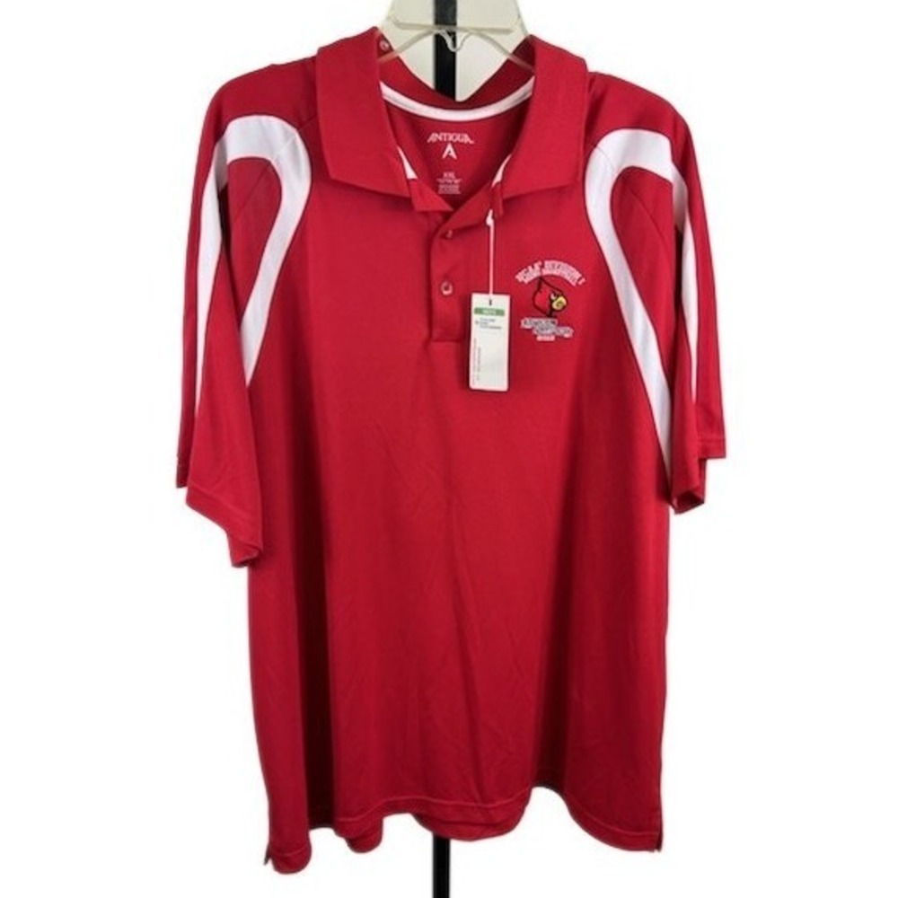 Antigua Louisville Cardinals NCAA Basketball 2013 Champs Polo Shirt Red Size XXL